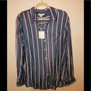 NWT BeachLunchLounge Long Sleeve Striped Oxford